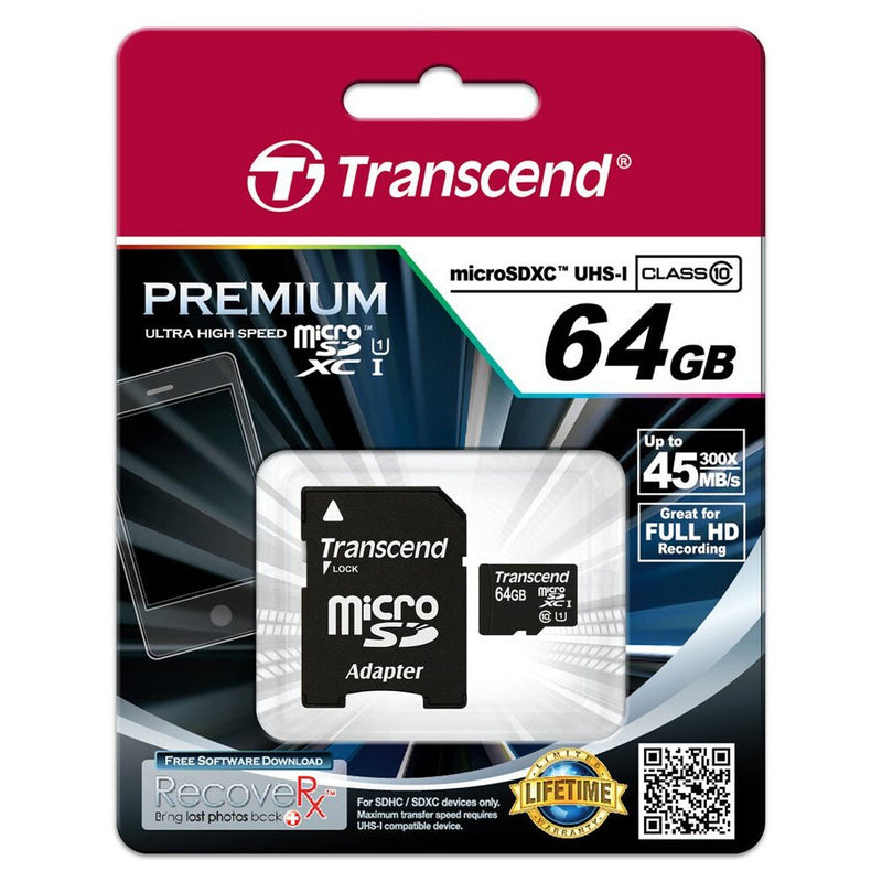 Transcend TS64GUSDU1 hukommelseskort 64 GB MicroSDXC MLC Klasse 10