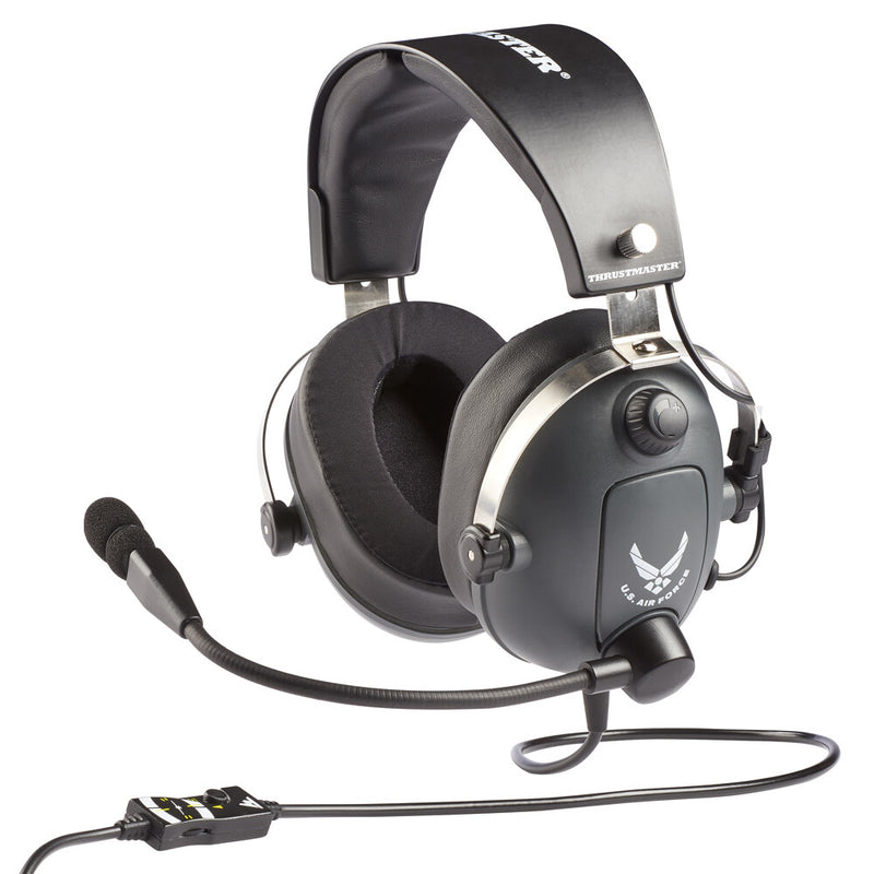 Thrustmaster T.Flight U.S. Air Force Hovedtelefoner Ledningsført Headset Luftfart/flyveledelse Sort, Grå