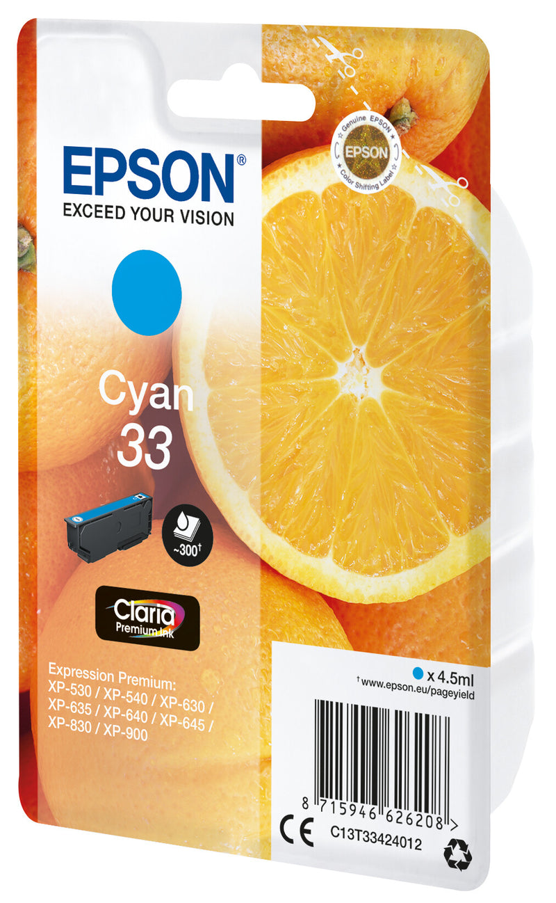 Epson Oranges C13T33424022 blækpatron 1 stk Original Blå