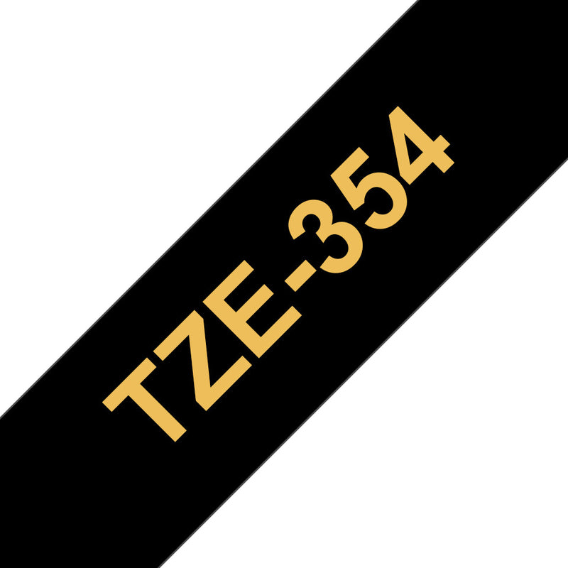 Brother TZE-354 etiketbånd Guld på sort