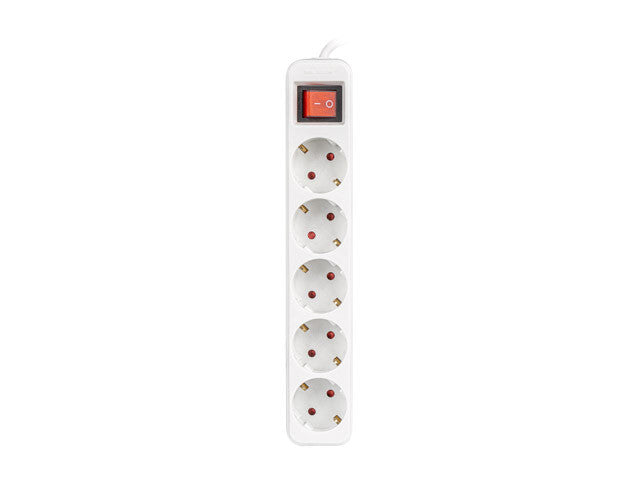 Lanberg PS1-05F-0300-W stikdåse 3 m 5 AC stikkontakt(er) Indendørs Hvid