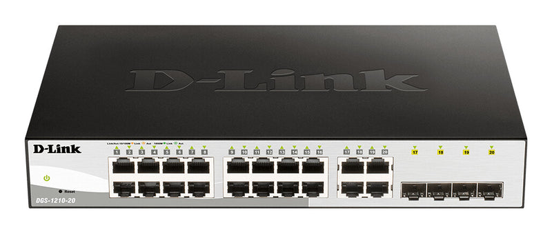 D-Link DGS-1210-20 Administreret L2 Gigabit Ethernet (10/100/1000) 1U Sort