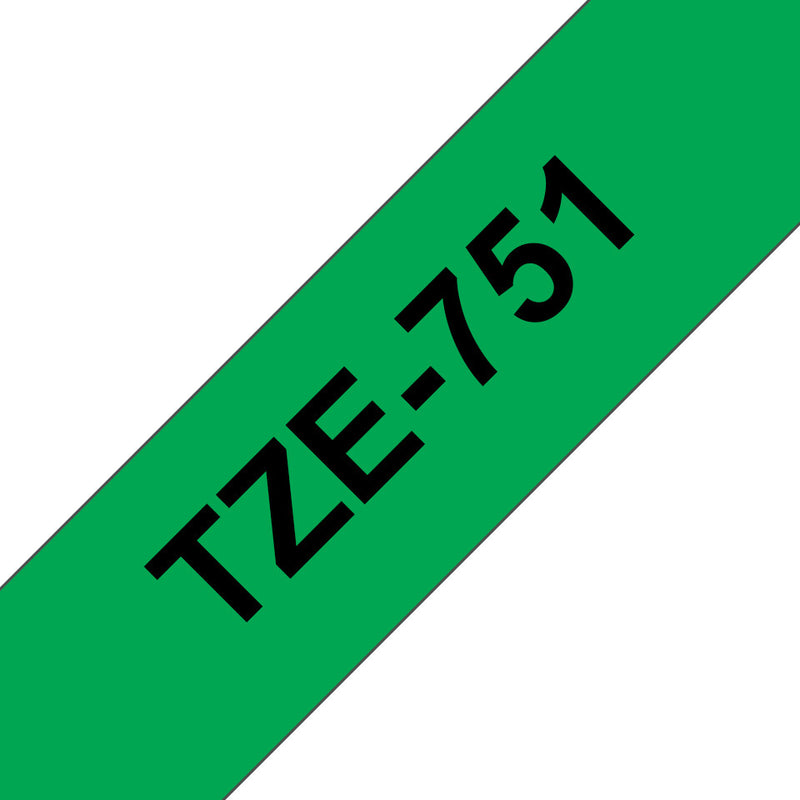 Brother TZE-751 etiketbånd Sort på grøn
