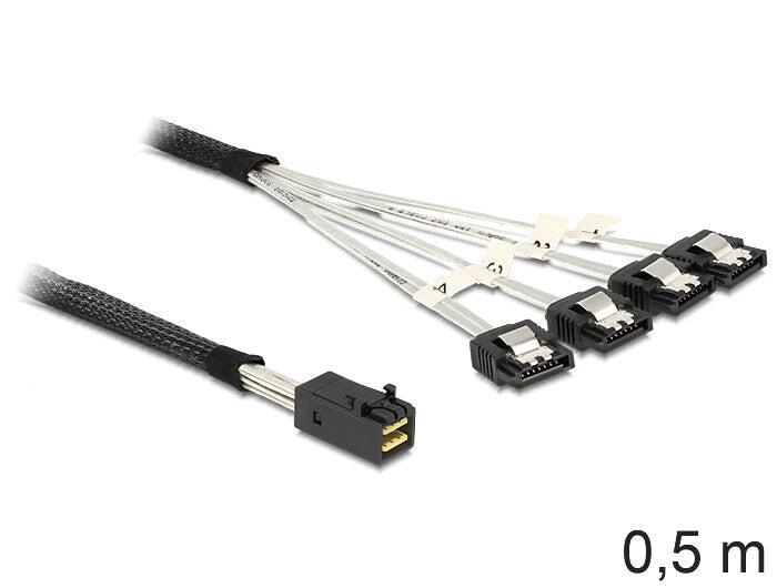 DeLOCK 83392 Serial Attached SCSI (SAS)-kabel 0,5 m Sort, Sølv
