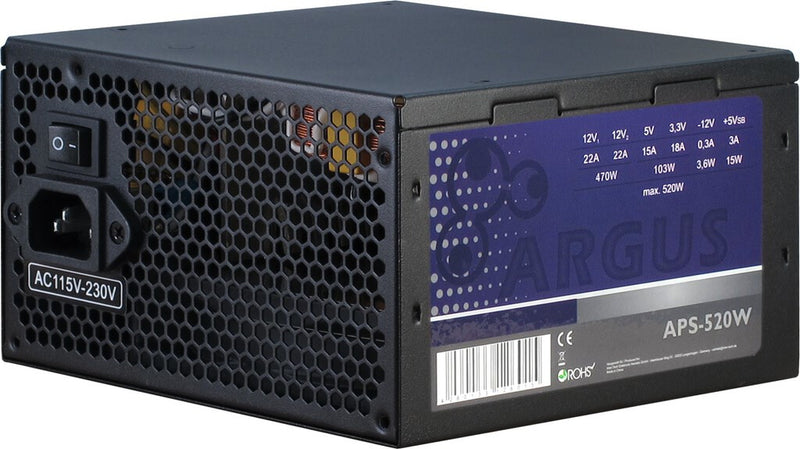 Inter-Tech Argus APS enhed til strømforsyning 520 W 20+4 pin ATX ATX Sort