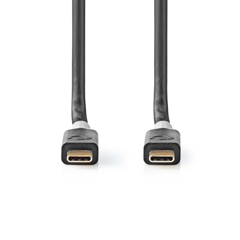 Nedis CCBW64020AT20 USB-kabel USB4 Gen 2x2 2 m USB C 20 Gbit/sek. Sort, Sølv