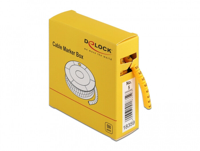 DeLOCK 18359 kabelmarkering Gul 500 stk