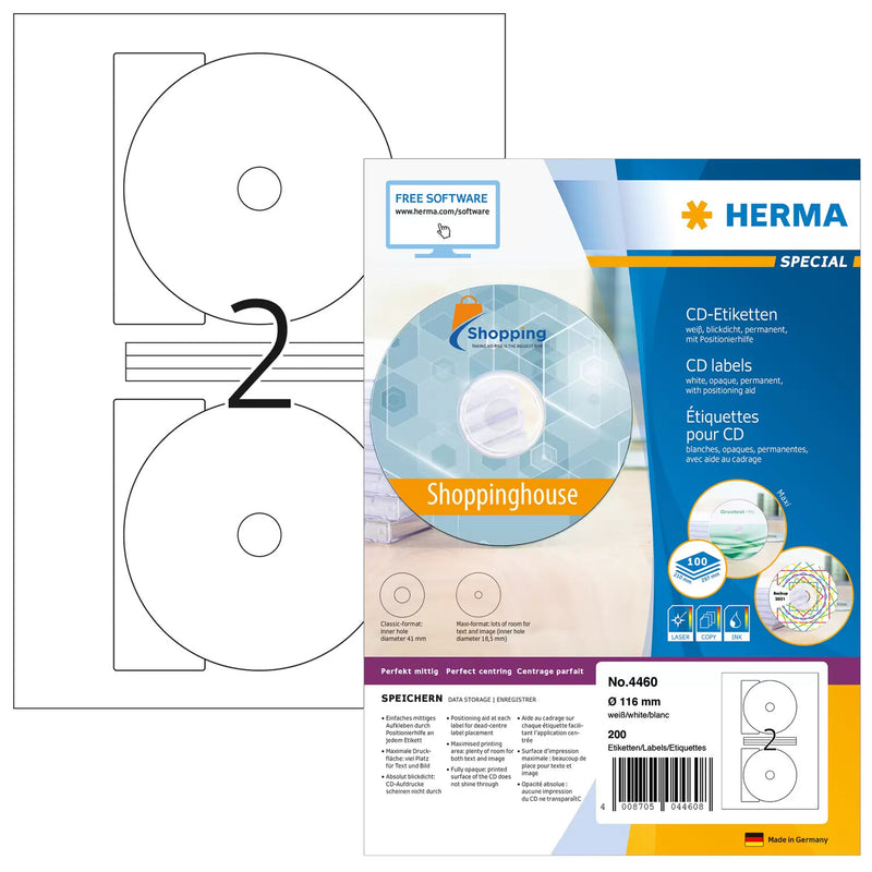HERMA 4460 print etiket Hvid Selvklæbende printeretiket