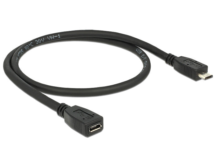 DeLOCK 0.5m USB 2.0 USB-kabel 0,5 m Micro-USB B 0,48 Gbit/sek. Sort