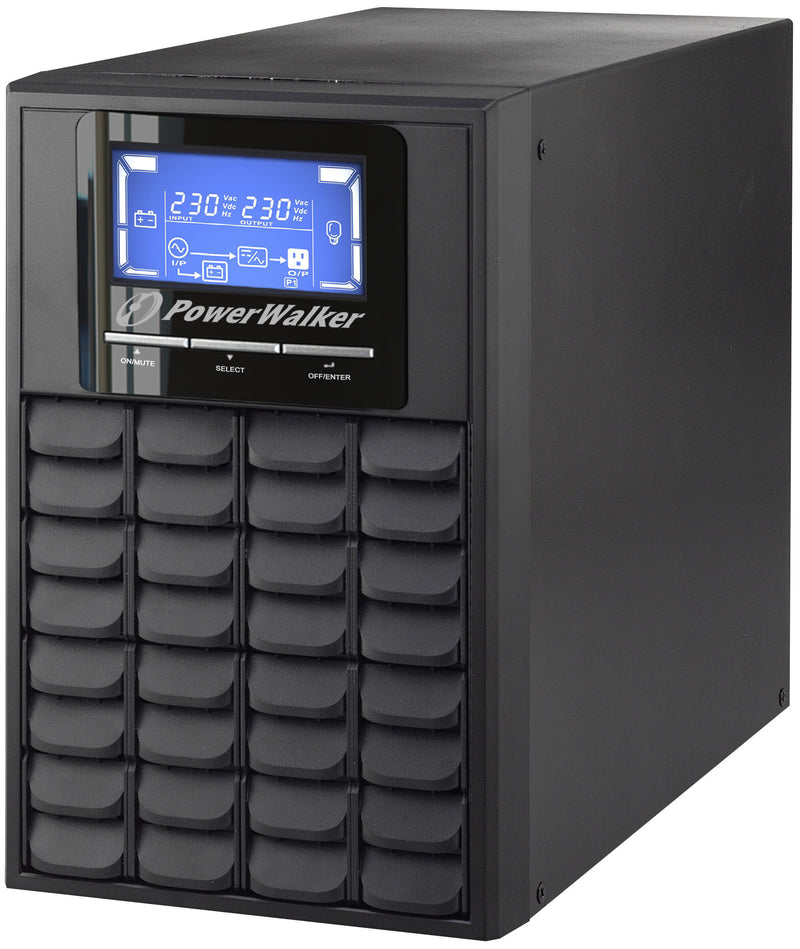 PowerWalker VFI 1000C LCD UPS-enhed Dobbeltkonvertering (online) 1 kVA 800 W 3 AC stikkontakt(er)
