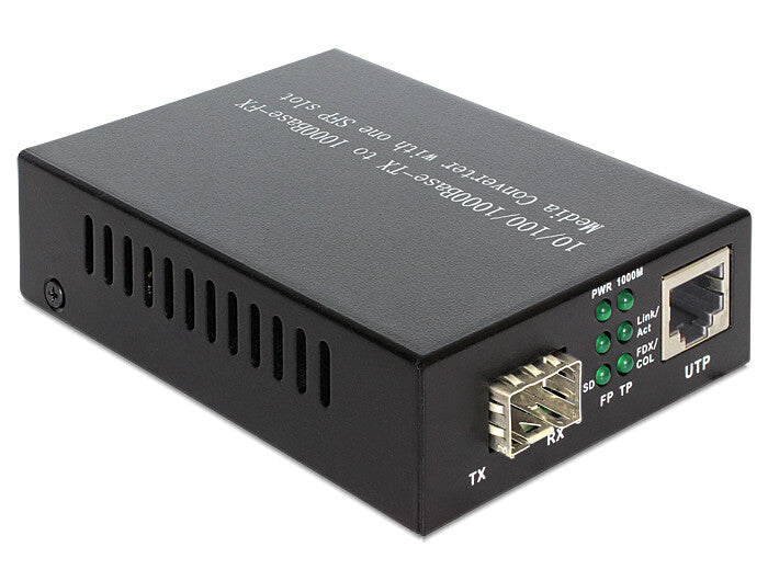 DeLOCK Media Converter 1000Base-T to SFP netværksomformer til medie 1000 Mbit/s Sort