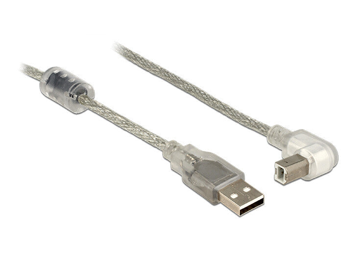 DeLOCK 84811 USB-kabel USB 2.0 0,5 m USB A USB B 0,48 Gbit/sek. Sølv, Transparent