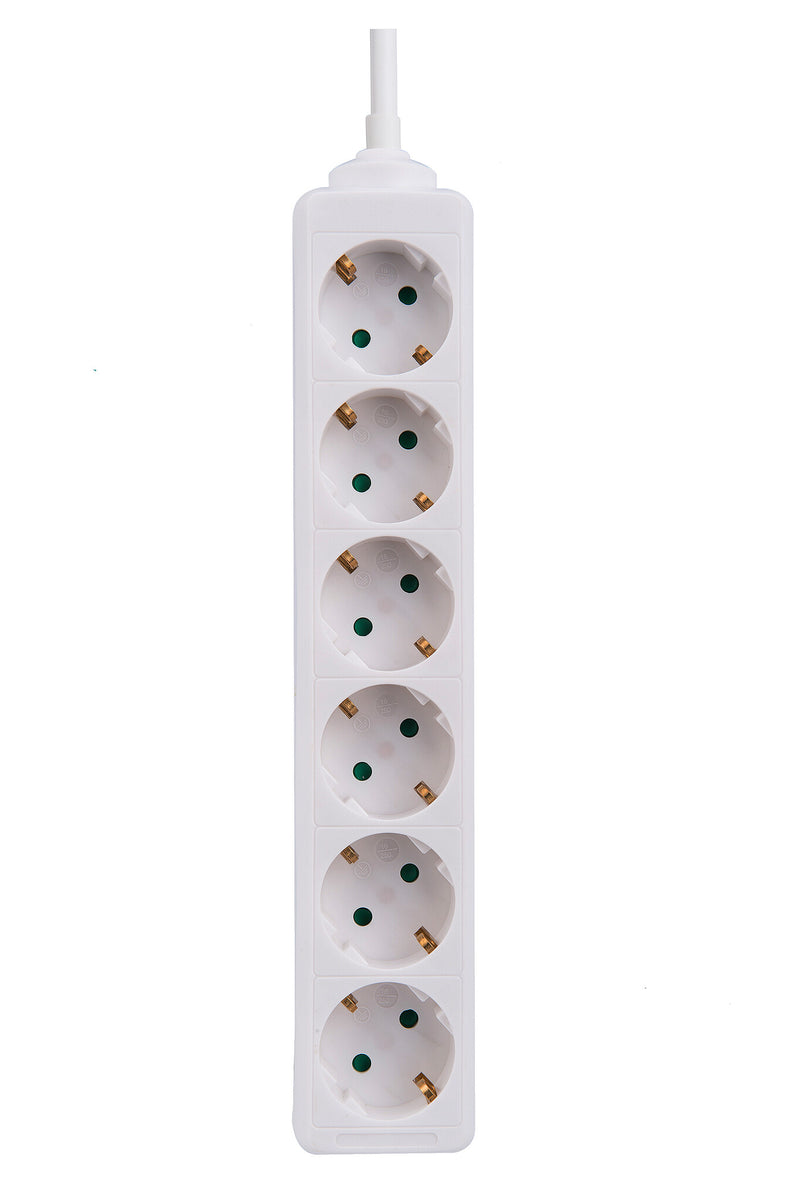 Prokord D-KF-B-06A-1.5-W stikdåse 1,5 m 6 AC stikkontakt(er) Indendørs Hvid