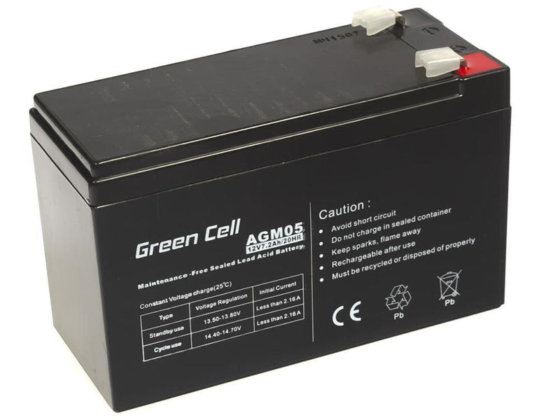 Green Cell AGM05 UPS batteri Blybatterier (VRLA) 12 V 7,2 At