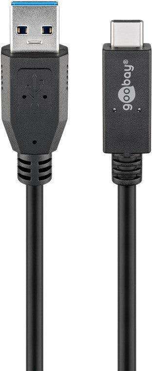 Goobay 41073 USB-kabel USB 3.2 Gen 2 (3.1 Gen 2) 0,5 m USB A USB C 10 Gbit/sek. 60 W Sort