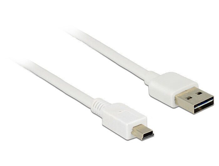 DeLOCK 3m, USB2.0-A/USB2.0 Mini-B USB-kabel USB A Mini-USB B 0,48 Gbit/sek. Hvid