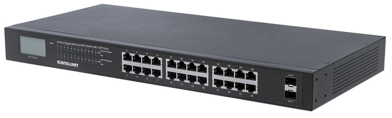 Intellinet 561242 netværksswitch Ikke administreret Gigabit Ethernet (10/100/1000) Strøm over Ethernet (PoE) 1U Sort