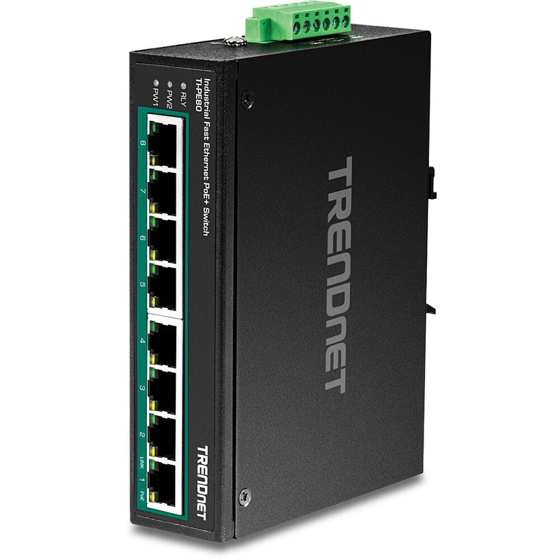 Trendnet TI-PE80 netværksswitch Ikke administreret Fast Ethernet (10/100) Strøm over Ethernet (PoE) Sort