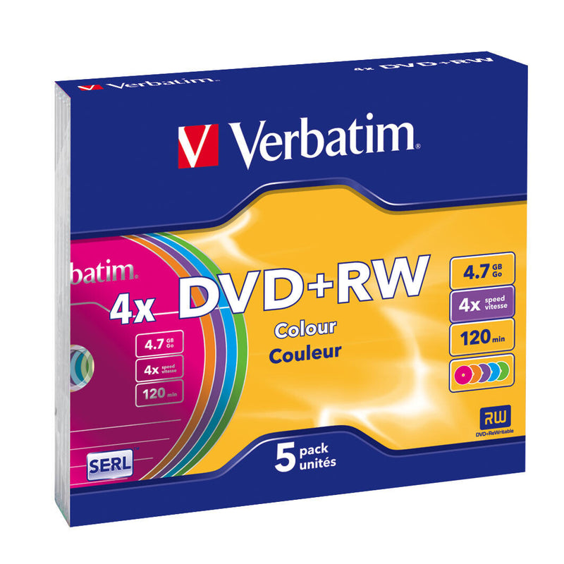 Verbatim DVD+RW Colours 4,7 GB 5 stk