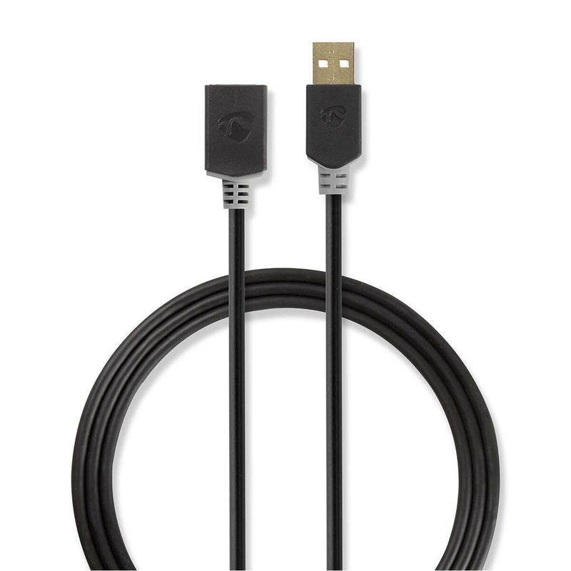 Nedis CCBW60010AT20 USB-kabel USB 2.0 2 m USB A 0,48 Gbit/sek. Anthracit