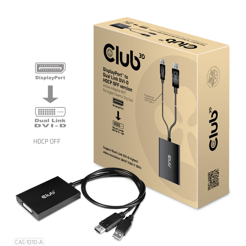 CLUB3D CAC-1010-A videokabel adapter 0,6 m DisplayPort DVI-D + USB Sort