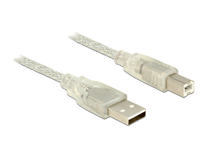 DeLOCK 83896 USB-kabel USB 2.0 5 m USB A USB B 0,48 Gbit/sek. Transparent