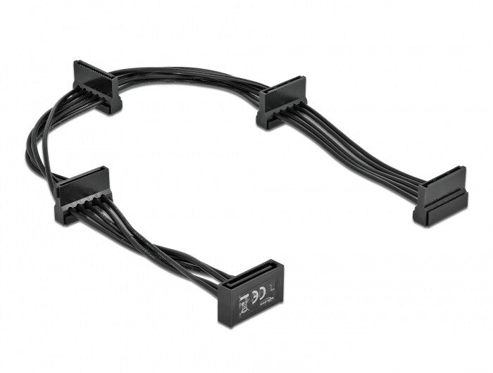 DeLOCK 60395 SATA-kabel 0,4 m SATA 15-stik 4 x SATA 15-pin Sort