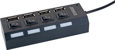 Schwaiger UH4013 interface hub USB 2.0 480 Mbit/s Sort