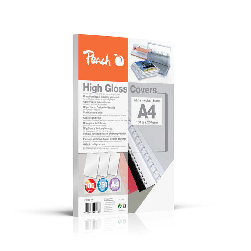 Peach PB100-01 omslag til papirindbinding A4 Hvid 100 stk