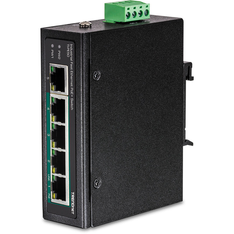 Trendnet TI-PE50 netværksswitch Ikke administreret Fast Ethernet (10/100) Strøm over Ethernet (PoE) Sort