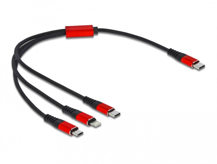 DeLOCK 86710 USB-kabel USB 2.0 0,3 m USB C USB C/Micro-USB B/Lightning Sort, Rød