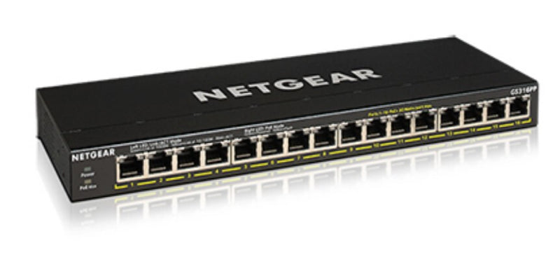 NETGEAR GS316PP Ikke administreret Gigabit Ethernet (10/100/1000) Strøm over Ethernet (PoE) Sort