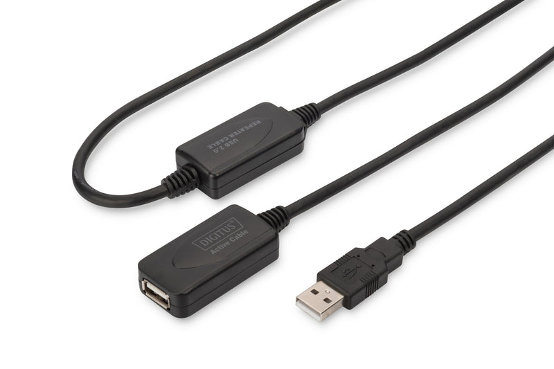 Digitus DA-73102 USB-kabel USB 2.0 20 m USB A 0,48 Gbit/sek. Sort