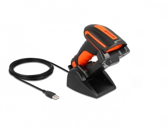 DeLOCK 90556 stregkodelæser Håndholdt stregkodelæser 1D/2D CMOS Sort, Orange
