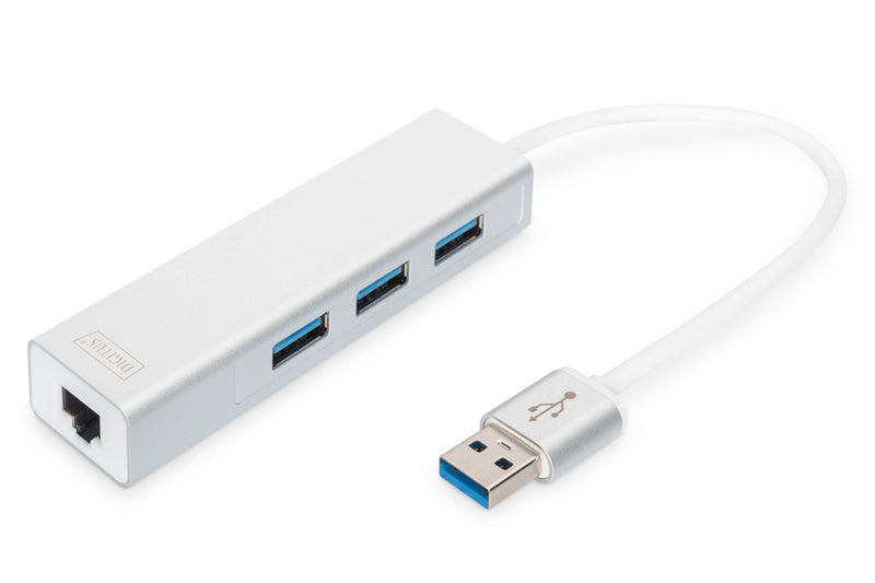 Digitus DA-70250-1 dockingstation USB 3.2 Gen 1 (3.1 Gen 1) Type-A Sølv, Hvid