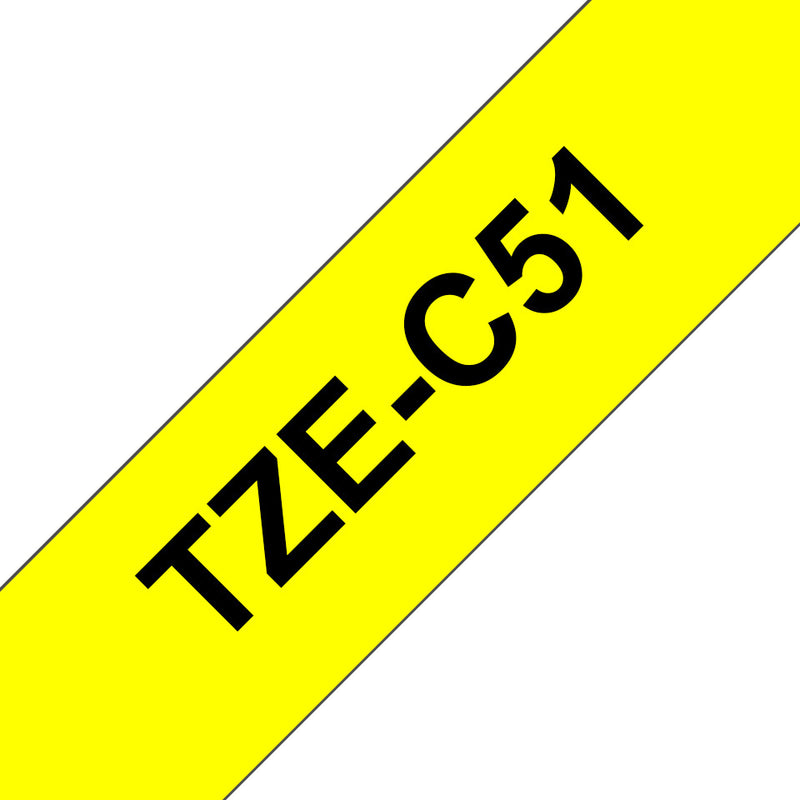 Brother TZE-C51 etiketbånd Sort på fluorescerende gul