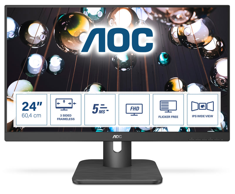 AOC E1 24E1Q computerskærm 60,5 cm (23.8") 1920 x 1080 pixel Fuld HD LED Sort