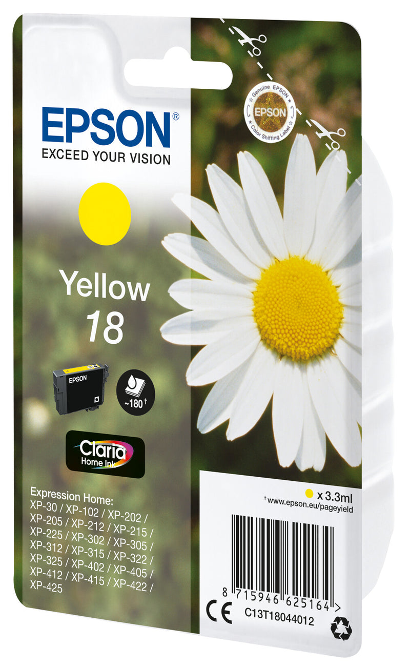 Epson Daisy C13T18044012 blækpatron 1 stk Original Standard udbytte Gul
