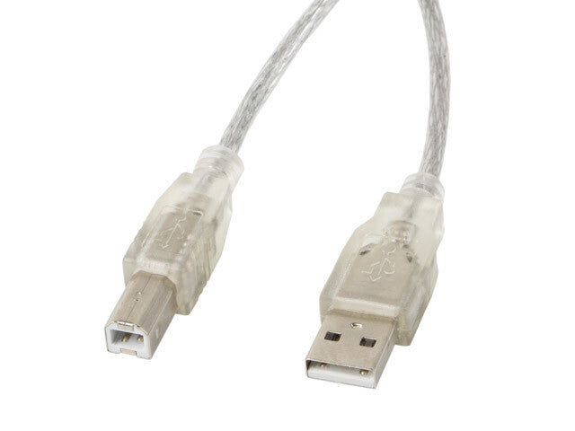 Lanberg CA-USBA-12CC-0018-TR USB-kabel USB 2.0 1,8 m USB B 0,48 Gbit/sek. Transparent