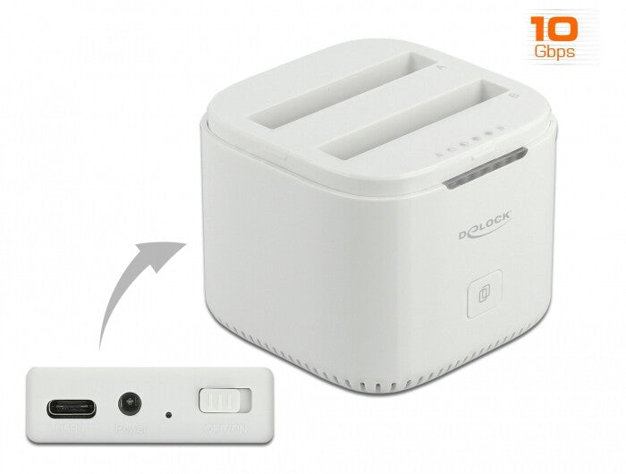DeLOCK 63084 drev dockingstation USB 3.2 Gen 2 (3.1 Gen 2) Type-C Hvid