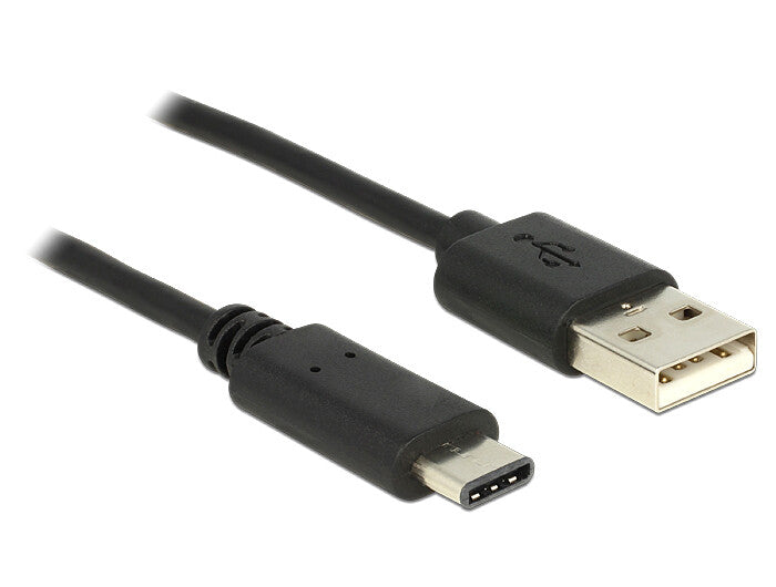 DeLOCK 0.5m, USB2.0-A/USB2.0-C USB-kabel 0,5 m USB A USB C 0,48 Gbit/sek. Sort