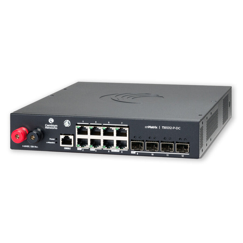 Cambium Networks cnMatrix Switch TX1012-P-DC Administreret L2/L3 Gigabit Ethernet (10/100/1000) Strøm over Ethernet (PoE) Sort