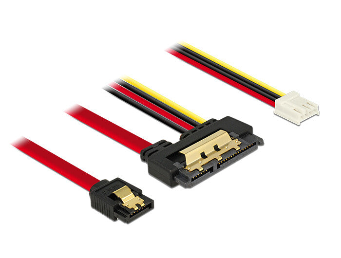 DeLOCK 85234 SATA-kabel 0,3 m SATA 7-pin + Molex (4-pin) SATA 22-pin Sort