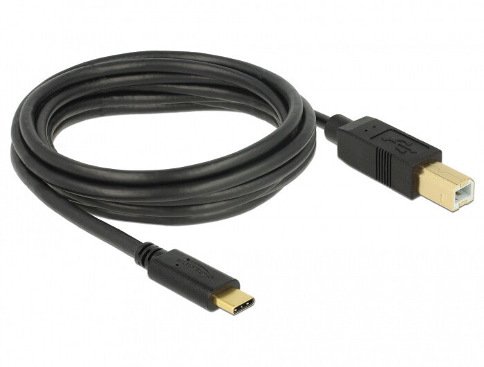 DeLOCK 83666 USB-kabel USB 2.0 3 m USB C USB B 0,48 Gbit/sek. Sort