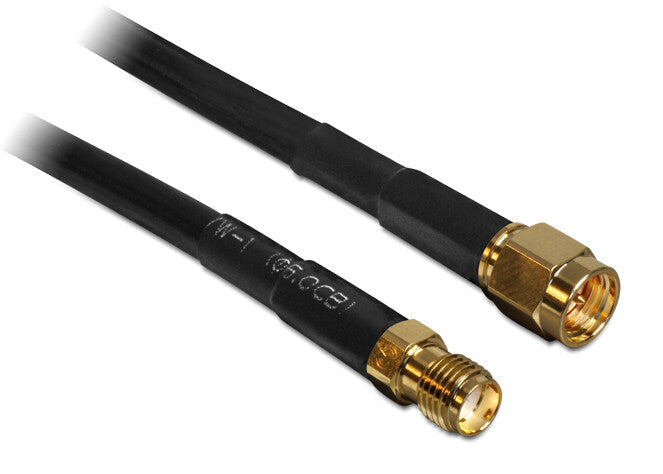 DeLOCK 10m SMA m/f koaxial kabel CFD200 Sort
