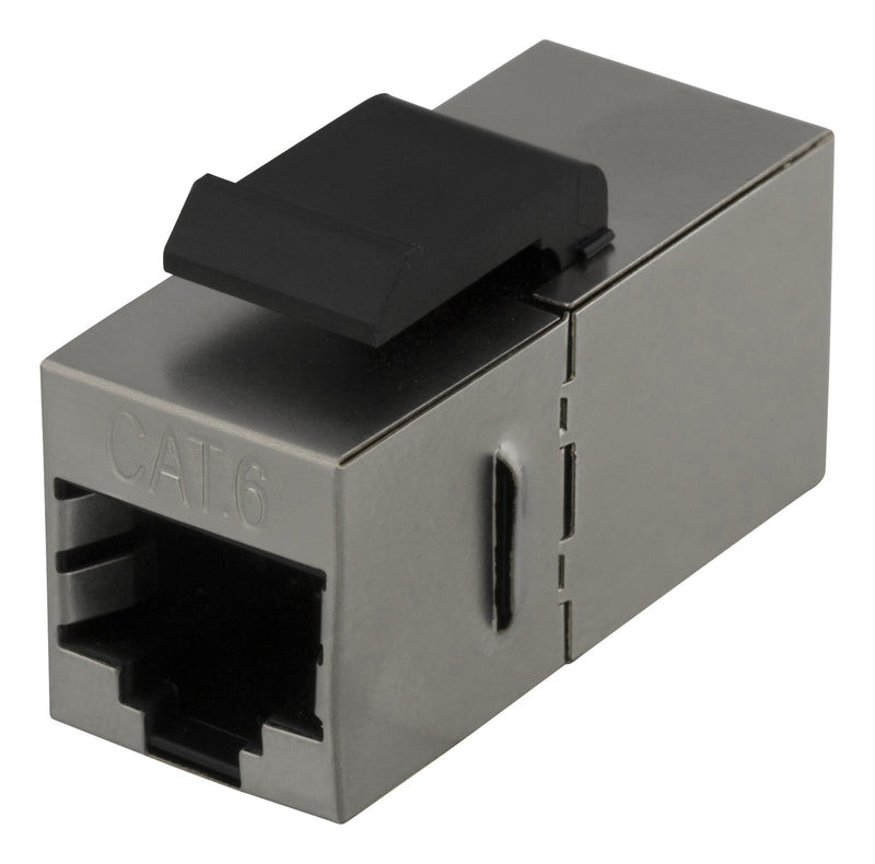 Deltaco Cat6 Keystone coupler, shielded, 2xRJ45, plastic, 180, metal