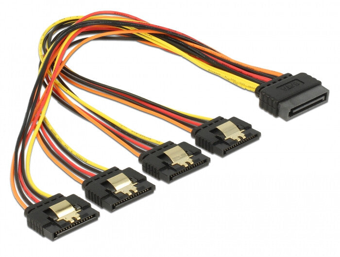 DeLOCK 60157 SATA-kabel 0,3 m SATA 15-stik 4 x SATA 15-pin Flerfarvet
