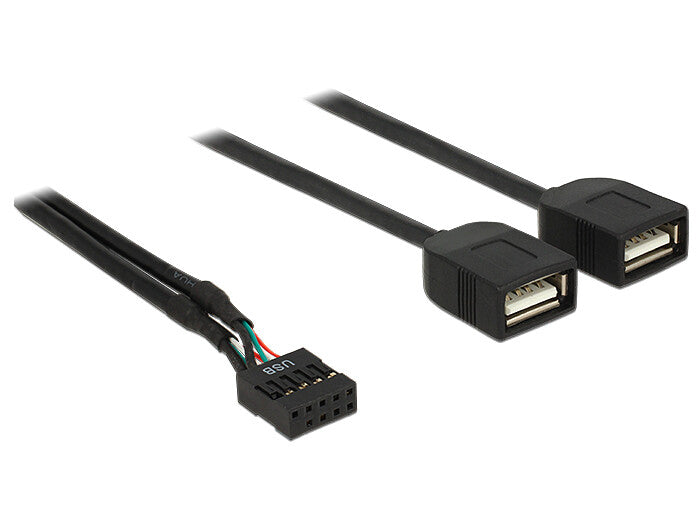 DeLOCK 83823 USB-kabel USB 2.0 0,4 m 2 x USB A 0,48 Gbit/sek. Sort