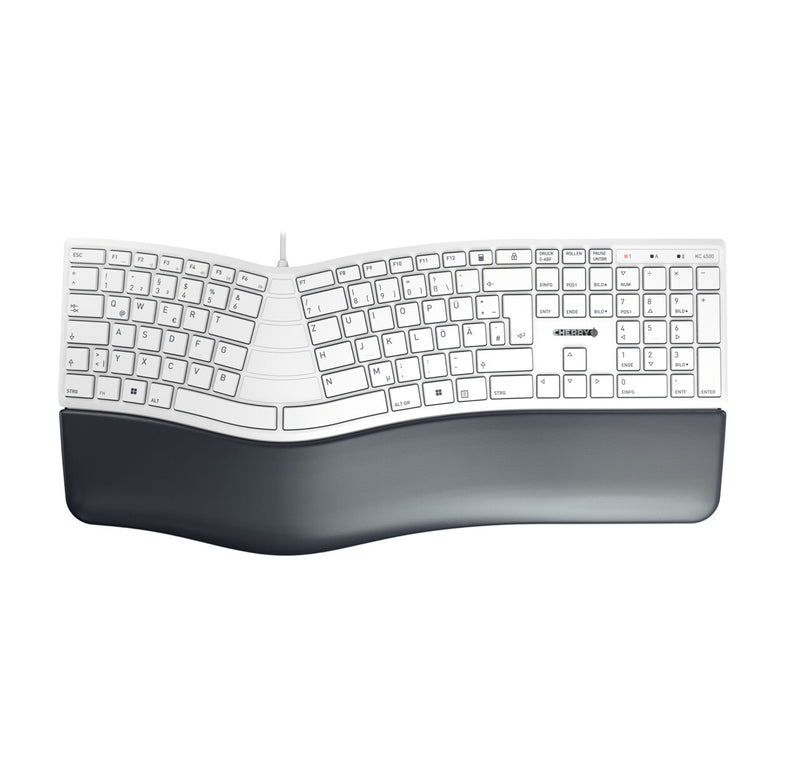 CHERRY KC 4500 ERGO tastatur Universel USB QWERTZ Tysk Hvid