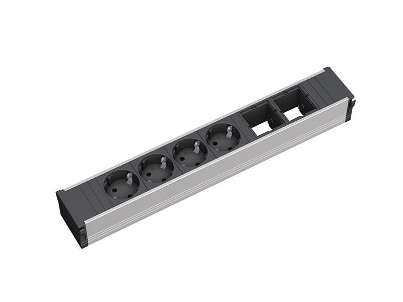 Bachmann 912.007 stikdåse 4 AC stikkontakt(er) Sort, Sølv